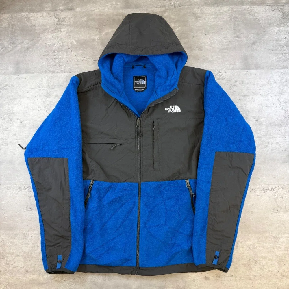 The North Face Denali 2 Hoodie Mens Medium Blue Gray Fleece Full Zip Jacket